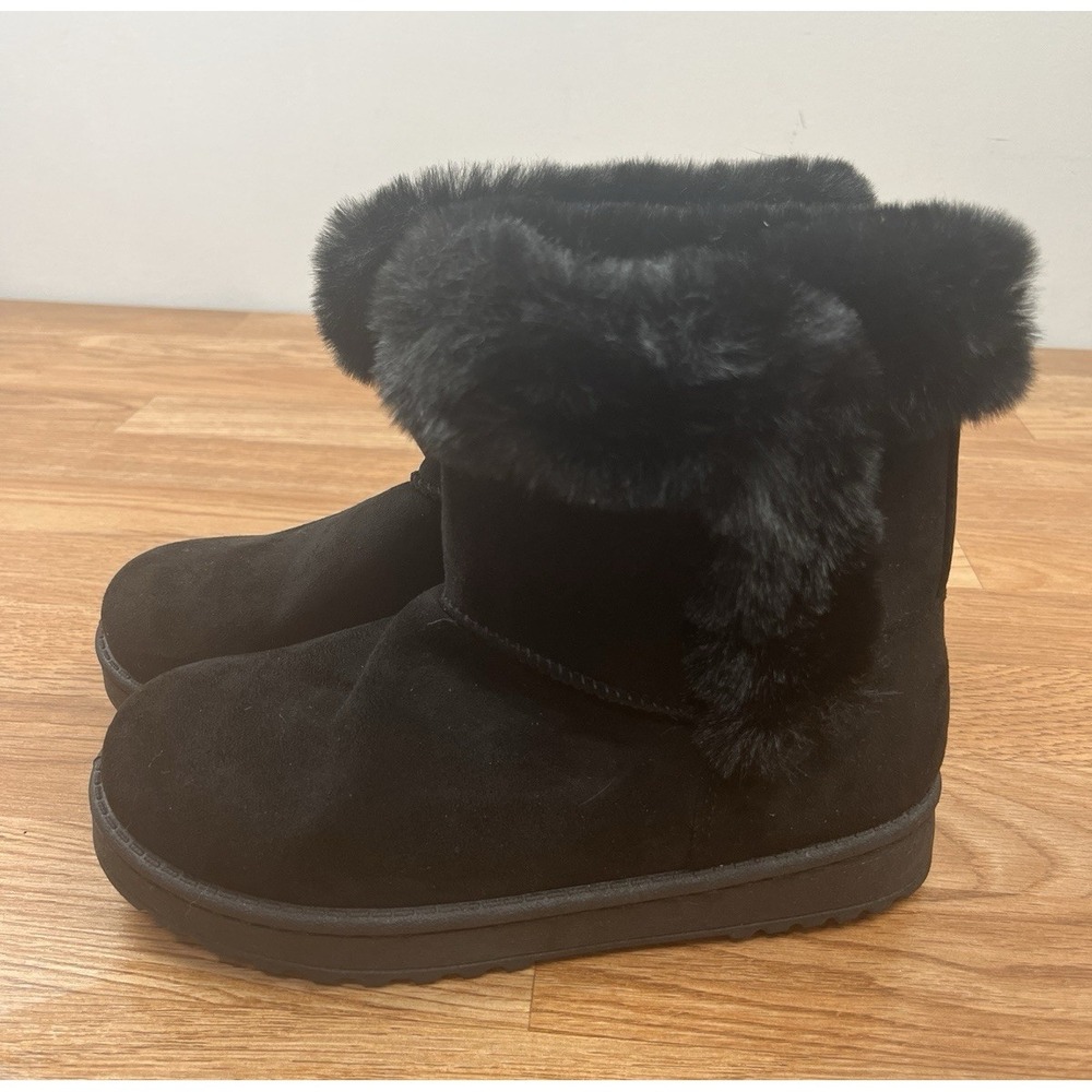 SO‎ Paulina Women's Faux Fur Winter Boots in Black, Size 5 NEW